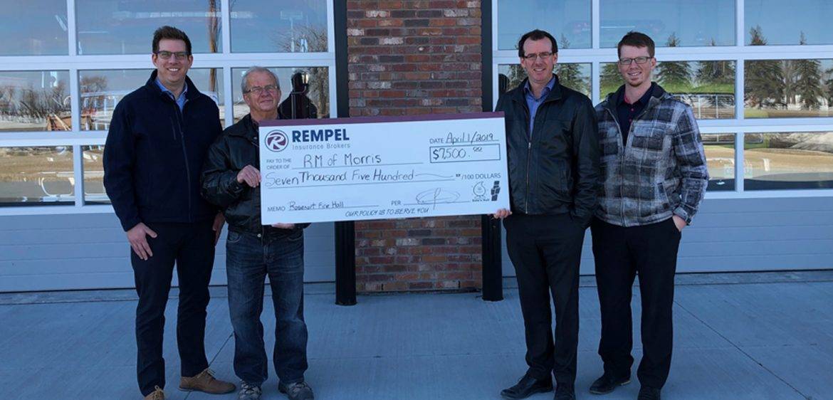 Rempel Insurance Donates $7,500 to New Rosenort Firehall
